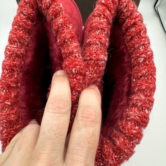 LAMO Red Suede Knit Cuff Boots Women’s Size 10 Cozy Winter Fleece Lined NIB - Picture 7 of 10